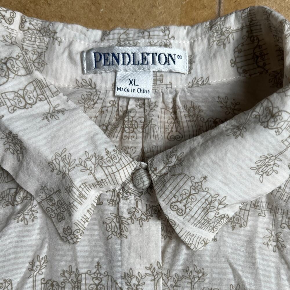 Vintage Pendleton White/Brown Button-Up Long Slee… - image 2